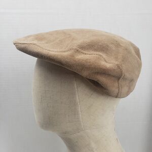 Vintage Eddie Bauer Flat Cap Small Suede Beige Cabbie Newsboy Golfer Driving